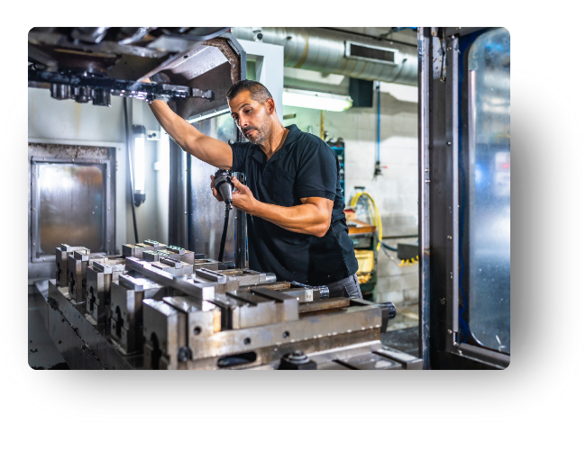 CNC Machinist sets up mill
